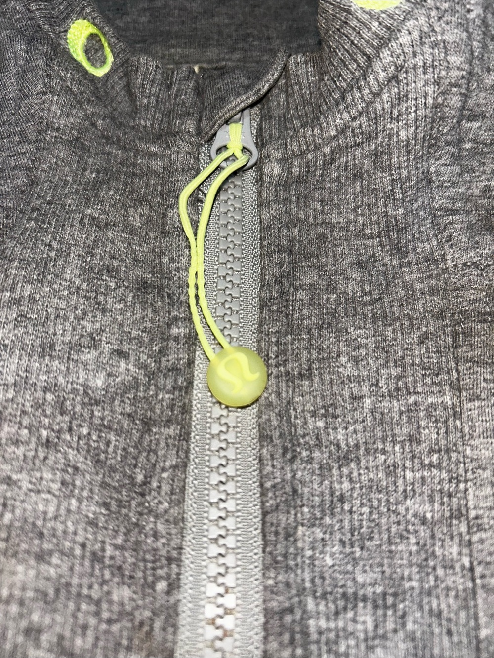 Vintage Lululemon athletica Heather Gray Zip Hoodie with Neon Yellow Accents SZ2 - Picture 5 of 9